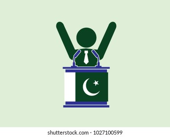 Pakistan Podium Celebrate people Businessman Speech