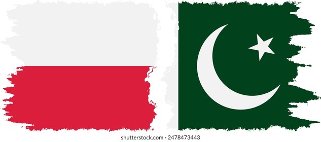 Pakistan and Poland grunge flags connection, vector