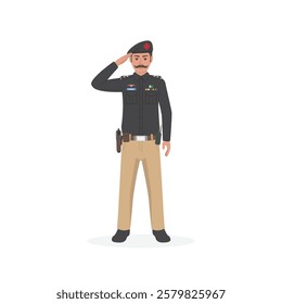 Pakistan police man saluting vector illustration