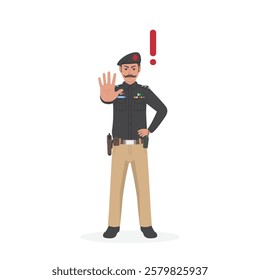 Pakistan police Man using a hand sign to stop vector illustration