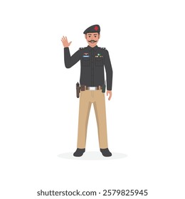 Pakistan Police man weaving hand vector illustration