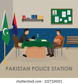 Pakistan Police Station Office Room Vector Illustration