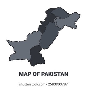 Pakistan political map border of regions outline vector set