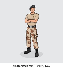 Pakistan Rangers standing folding hands vector illustration