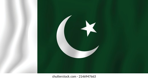 Pakistan realistic waving flag vector illustration. National country background symbol. Independence day