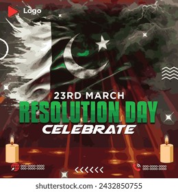 Pakistan resolution day 23 march 1940 holiday of march with green background | 23 march resolution day pakistan celebration instagram stories instagram and facebook post template | Pakistan resolution