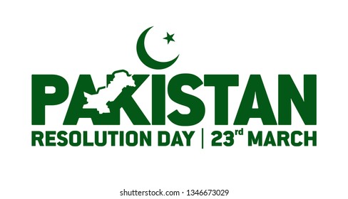 Pakistan Resolution Day. 23rd March. Crescent Star Flag. Template Image. Map. Vector Illustration. Eps 08.