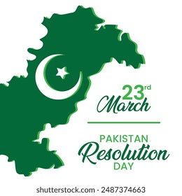 Pakistan Resolution Day Social Media Post, 23rd March, Pakistani map