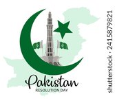 Pakistan resolution day vector lllustration. 23 march happy pakistan day. Pakistan Day vector.