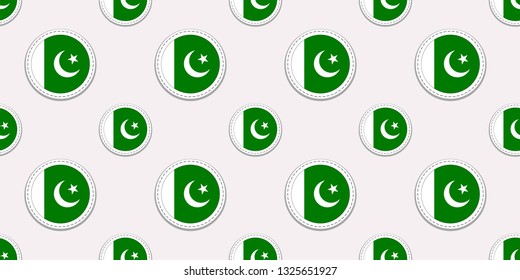 Pakistan round flag seamless pattern. Pakistanian background. Vector circle icons. Geometric symbols stickers. Texture for sports pages, games, travelling design elements. patriotic wallpaper