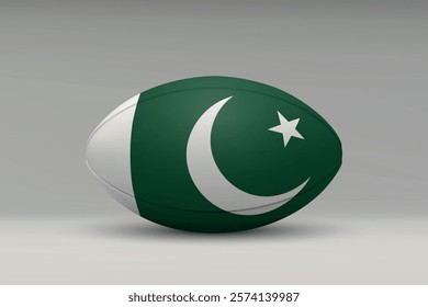 Pakistan rugby ball featuring the national flag design on a gray background