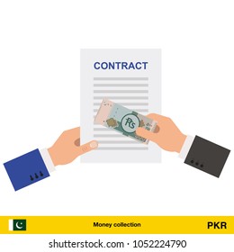 Pakistan rupee banknote. Contract concept vector illustration.

