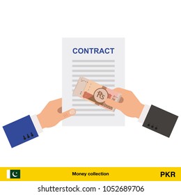 Pakistan rupee banknote. Contract concept vector illustration.
