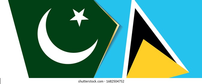 Pakistan and Saint Lucia flags, two vector flags symbol of relationship or confrontation.