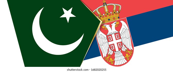 Banderas de Pakistán y Serbia, dos banderas vectoriales símbolo de relación o confrontación.
