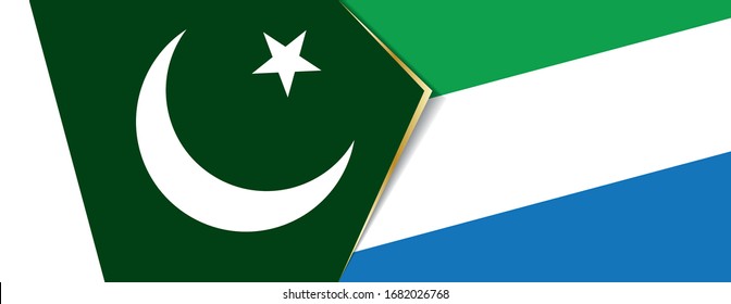 Pakistan and Sierra Leone flags, two vector flags symbol of relationship or confrontation.