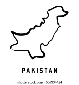 Pakistan simple map outline - smooth simplified country shape map vector.