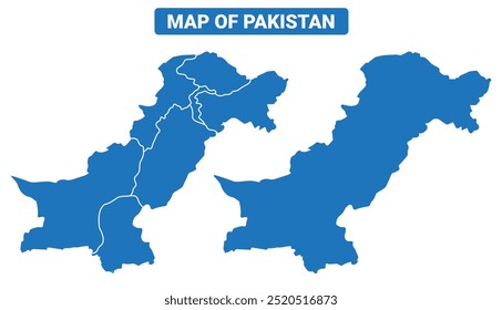 Pakistán mapa de Vector simple y conjunto de ilustración de estilo de contorno