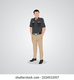 Pakistan Sindh police man standing detailed vector illustration Karachi policeman