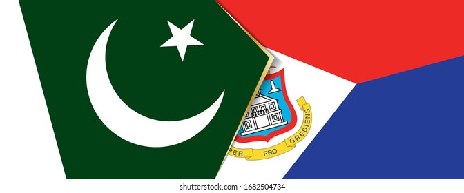 Pakistan and Sint Maarten flags, two vector flags symbol of relationship or confrontation.