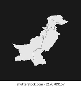 pakistan soft white map with black detail and background