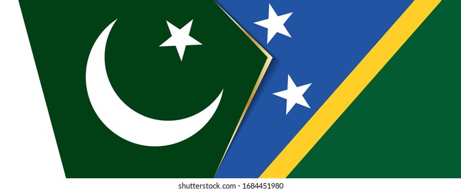 Banderas del Pakistán y las Islas Salomón, dos banderas vectoriales símbolo de relación o enfrentamiento.