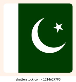 Pakistan square flag button, social media communication sign, business icon.