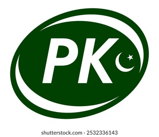 Pakistan sticker on car, PK Pakistan symbol, flag Islamic Republic of Pakistan with the inscription PK vector for print, Pak logo Vector Element, PK, Pakistan vector logo isolated.