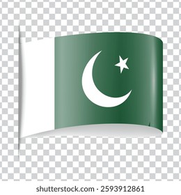 Pakistan tag national flag with shadow