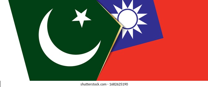 Pakistán y Taiwán banderas, dos vectores símbolo de relación o confrontación.