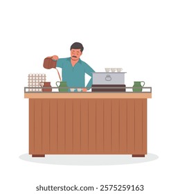 Pakistan tea maker chai wala vector cartoon illustration