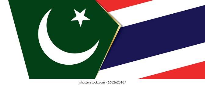 Pakistan and Thailand flags, two vector flags symbol of relationship or confrontation.