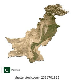 Vector de mapas de país de la topografía de Pakistán