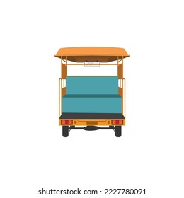 Pakistan Traditional Tuk Tuk Rickshaw aka Chingchi Back View Vector illustration