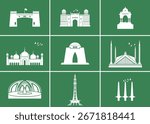 Pakistan Travel Landmarks. Pakistan monuments vector and illustration