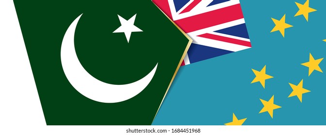 Banderas de Pakistán y Tuvalu, dos banderas vectoriales símbolo de relación o enfrentamiento.