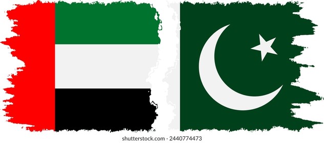 Pakistan and United Arab Emirates grunge flags connection, vector