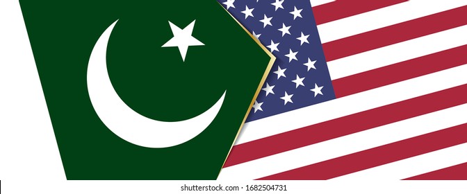 Pakistan and USA flags, two vector flags symbol of relationship or confrontation.