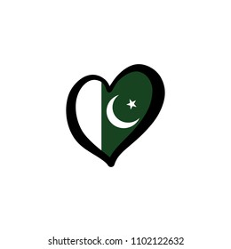 Pakistan Vector Flag Inside heart shape graphic element Illustration template design