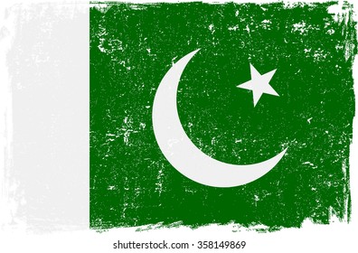 Pakistan vector grunge flag isolated on white background.