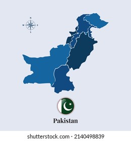 Pakistan vector map and flag, Flag map of Pakistan, vector