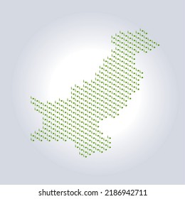 Pakistan vector map with injection icons. 14 August green map. Pak Map. Corona Virus injection location. vaccine location logo, covid-19 vaccine location icon. corona area. city in Pakistan kasur