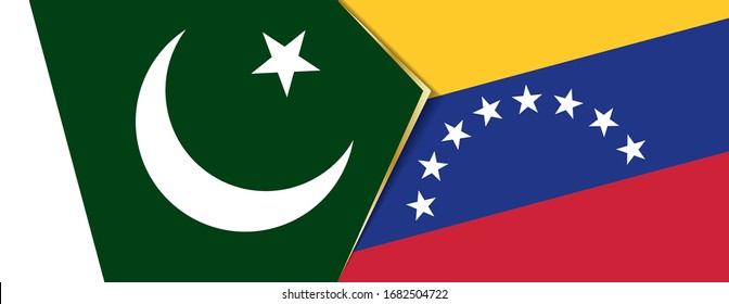 Pakistan and Venezuela flags, two vector flags symbol of relationship or confrontation.