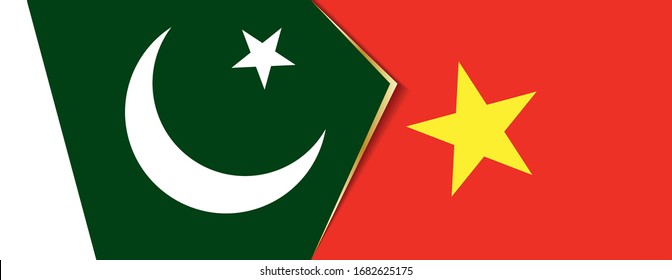 Pakistan and Vietnam flags, two vector flags symbol of relationship or confrontation.