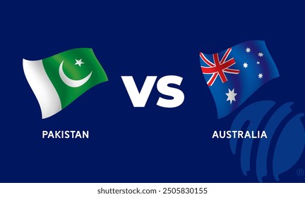 Pakistan VS Australia International Cricket Flag Badge Design Template Vector Illustration.