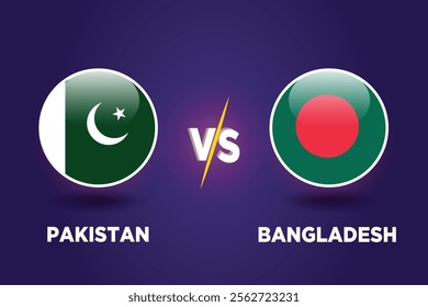 Pakistan VS Bangladesh , cricket match concept. with rival flags of both teams in circular shape isolated on blue background.with editable EPS file.
PAK vs BANG.