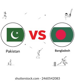 Pakistan vs Bangladesh (PAK vs BAN) big match cricket flag design on white background. EPS Vector file for sports. isolated artwork. useful sports social media posts. flag Vector Design artist.  