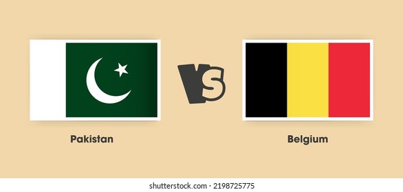 Pakistan vs Belgium flags placed side by side. Creative stylish national flags of Pakistan vs Belgium with background