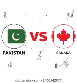 Pakistán vs Canadá (PAK vs CAN) partido diseño de bandera de criquetero sobre fondo blanco. EPS archivo de Vector simple para deportes. obras de arte aisladas. publicaciones útiles de medios sociales deportivos. 