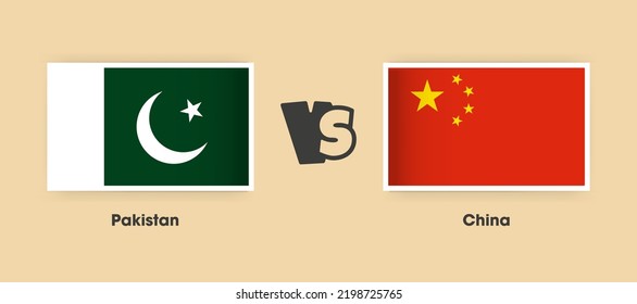 Banderas de Pakistán vs China colocadas una al lado de la otra. Banderas nacionales creativas y elegantes de Pakistán vs China con antecedentes
